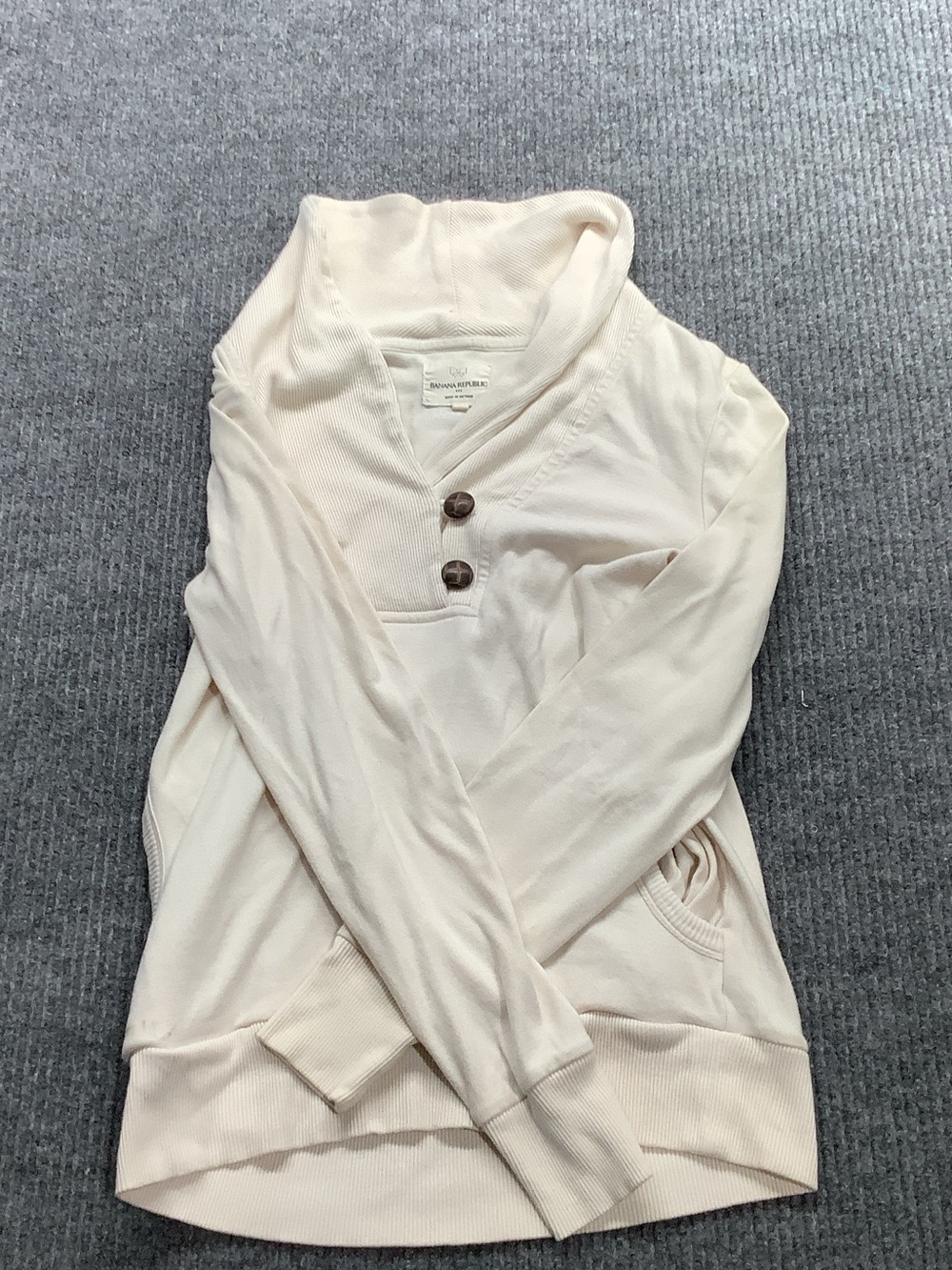 Banana Republic Cream Shawl-Collar Henley Hoodie